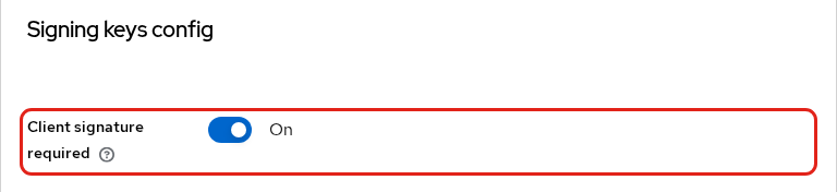 Company realm SAML client Keys tab with Client signature required turned on