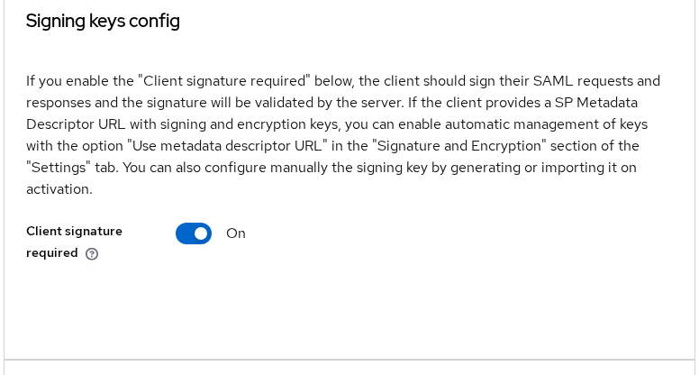 Client signature required enabled on the company SAML client