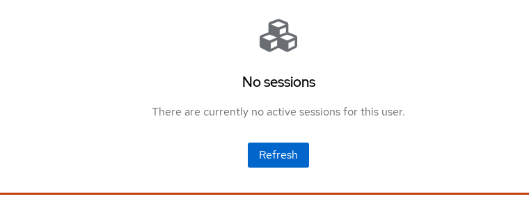 Alice's Sessions tab in realm company after SLO, showing no active sessions