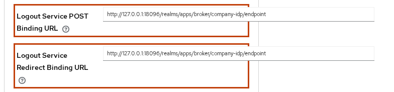 Fine-grain SAML Logout Service POST and Redirect binding URLs pointing to the apps broker endpoint