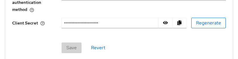 Keycloak scim-reader Credentials tab showing the masked Client secret field and reveal control