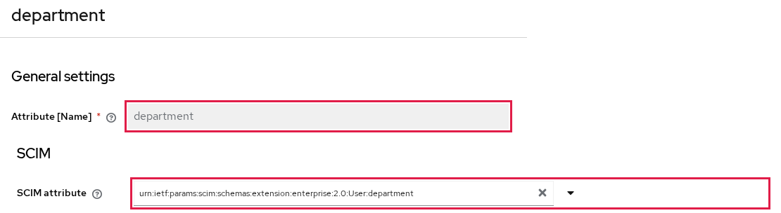 User-profile attribute department and its enterprise SCIM mapping