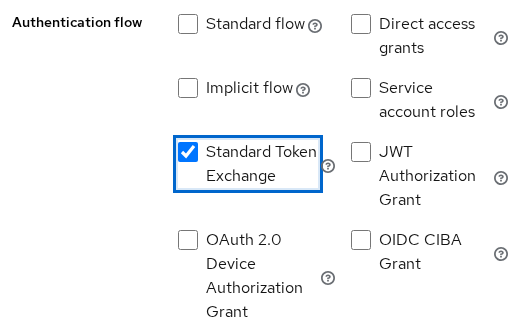 Keycloak exchange-lab-gateway with Standard Token Exchange enabled in Capability config