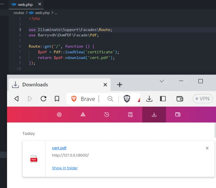 Laravel PDF generator with DomPDF