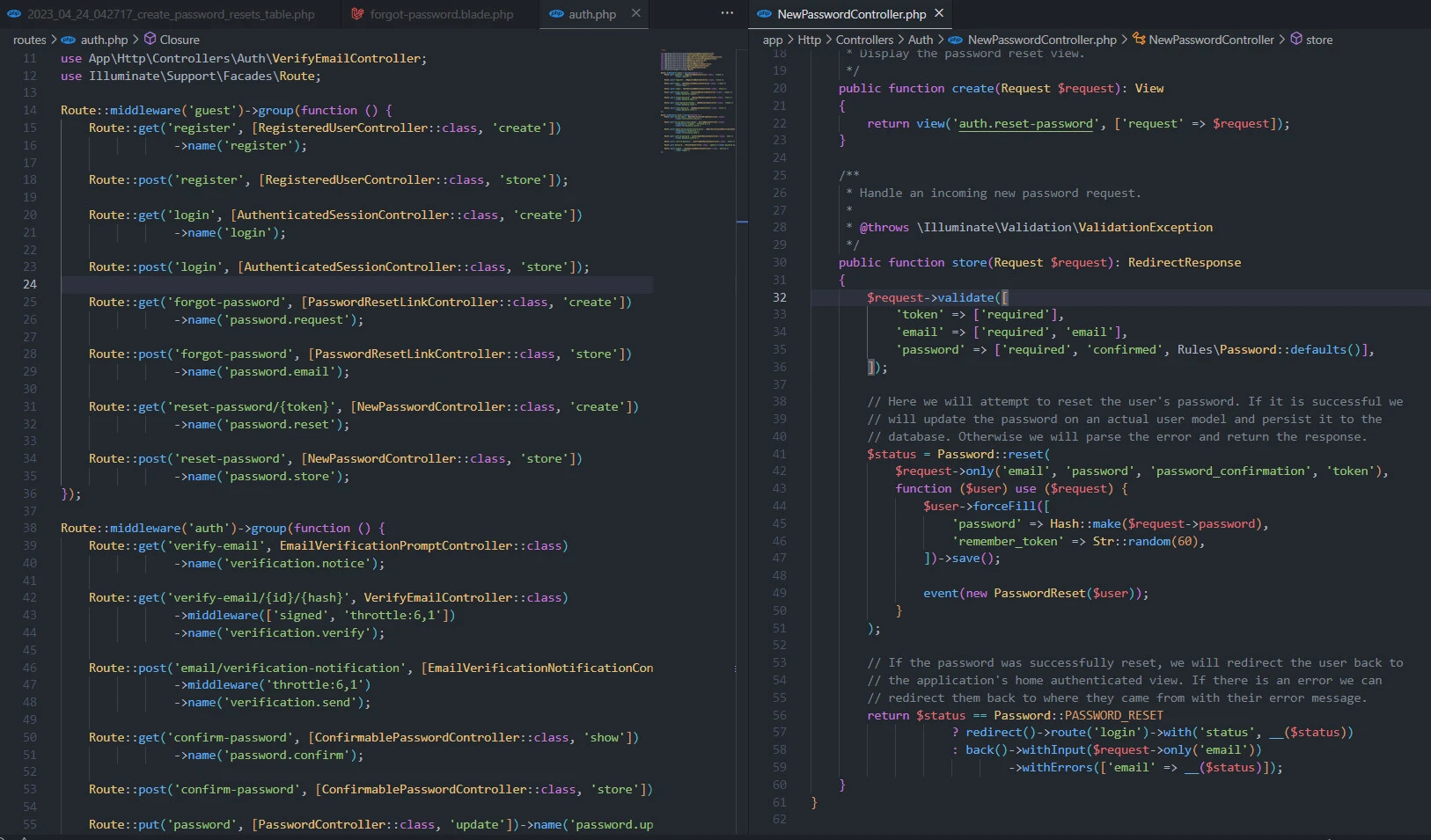 Laravel reset password