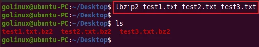 lbzip2 command to compress multiple files