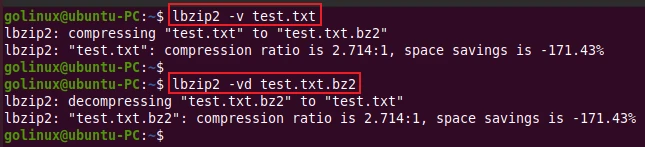 lbzip2 command to display more information