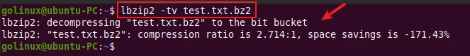 lbzip2 command to test decompression