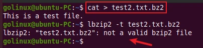 lbzip2 command to test integrity of decompressed file