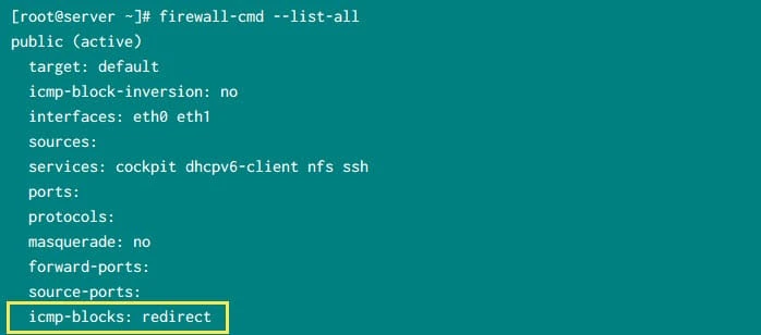 Disable ICMP redirect