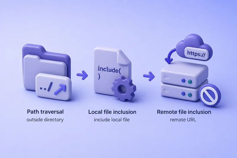 Comparison of path traversal file access, local include, and remote include