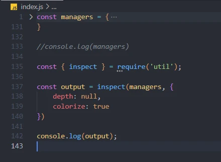 How to log an object in Node.js