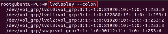 lvdisplay command to generate colon separated output