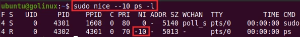 nice command to set negative nice value