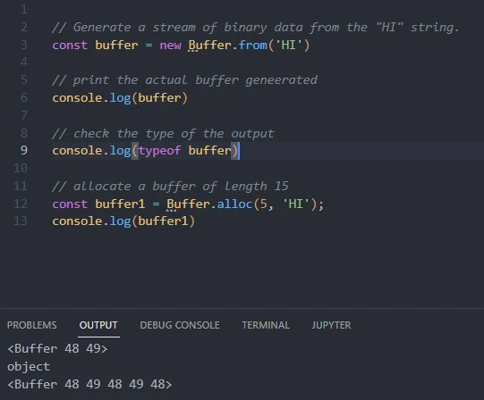 Buffer is a Node.js global object
