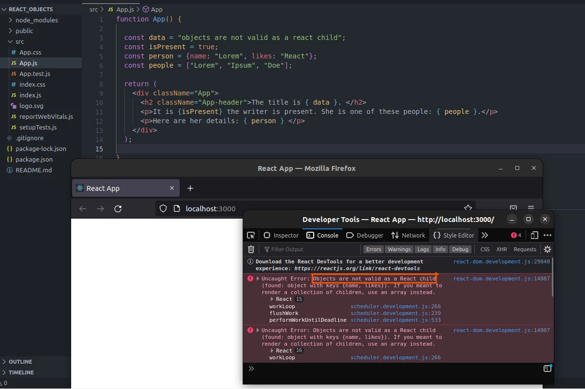 Objects are not valid as a react child error