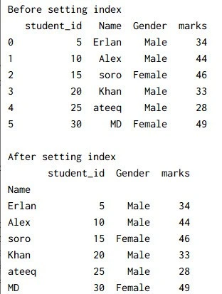 Pandas set index method explained with examples