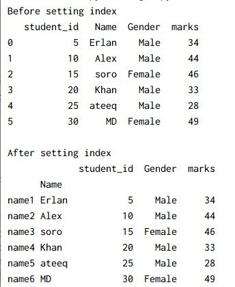 Pandas set index method explained with examples