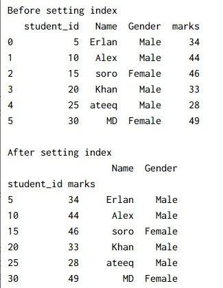 Pandas set index method explained with examples