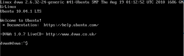 DVWA installed and running