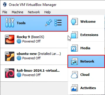 VirtualBox Tools Network manager