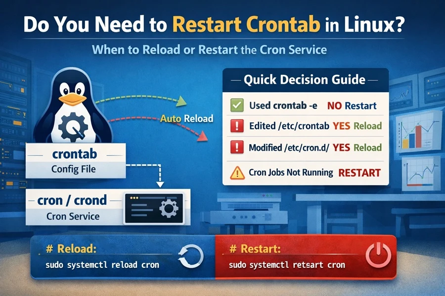 Do you need to restart crontab in Linux showing when to reload or restart the cron service