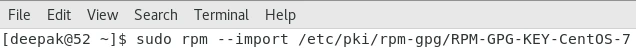 rpm command to import gpg key