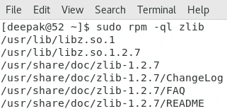 rpm command to list all files of installed package