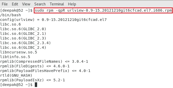 rpm command to check dependencies