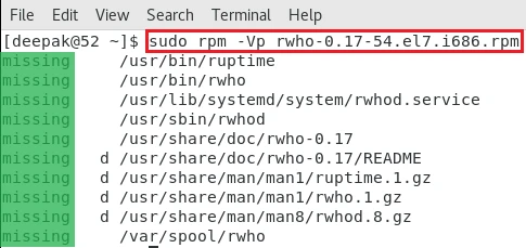 rpm command to verify rpm paackage