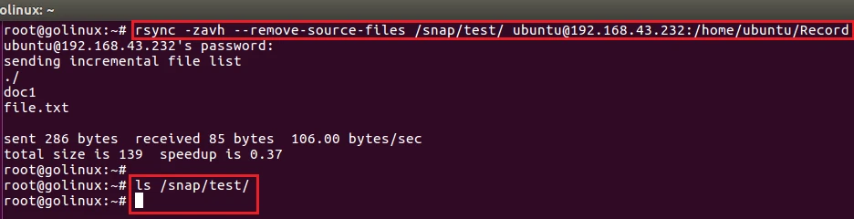 rsync command to delete sources