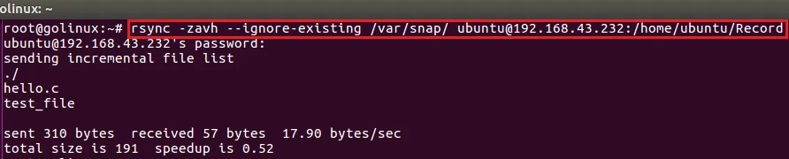 rsync command to ignore existing file