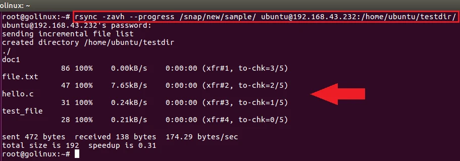command to view rsync process