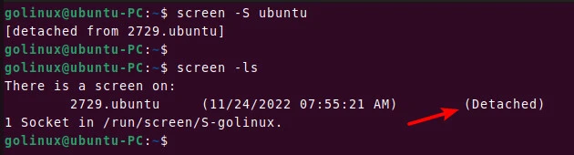 detach a screen session