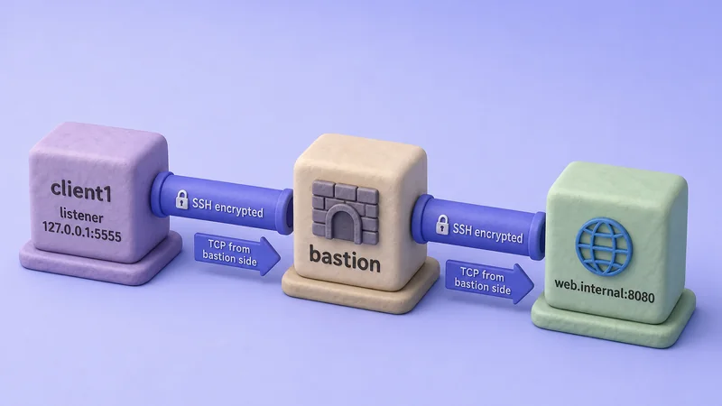 Local SSH port forwarding from client through bastion to internal service