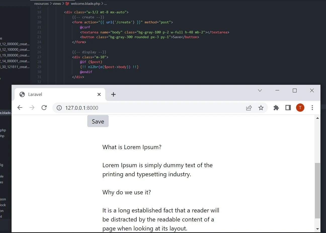 laravel blade show new line html
