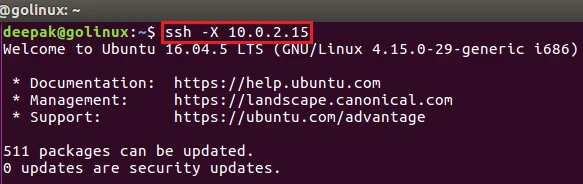 ssh command to enable x11 forwarding
