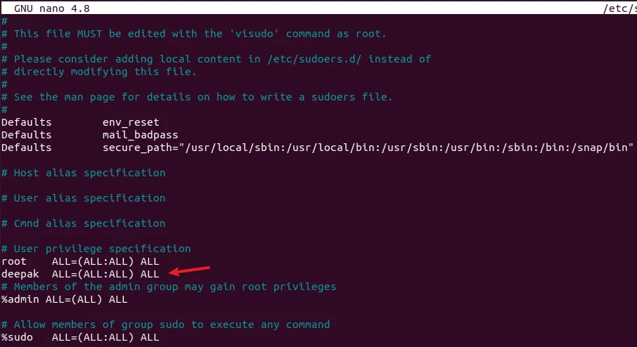 sudo command to add a user to sudoers