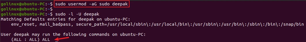 sudo command to add user to sudo group