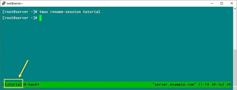 tmux rename session