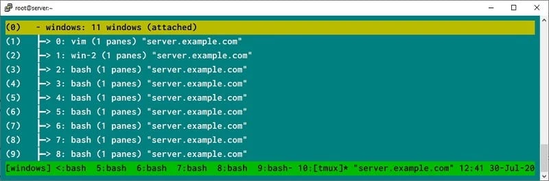 switch windows in tmux session