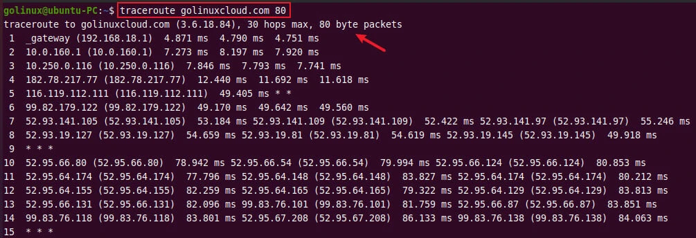 change full packet length in traceroute