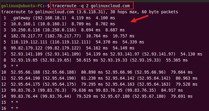 set number of probe packets per hop
