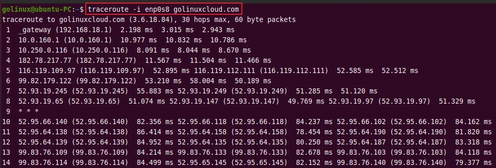 specify interface in traceroute