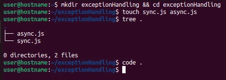 Setup to practice try catch finally in node.js