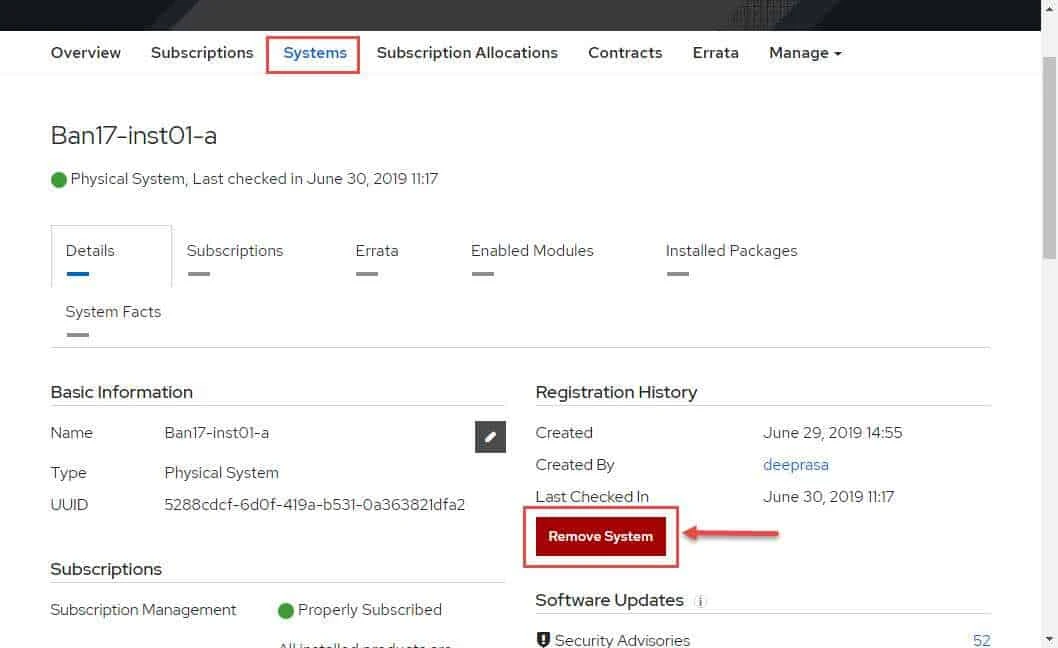 How to unregister RHEL 7 using Subscription Manager and Remove System Profile