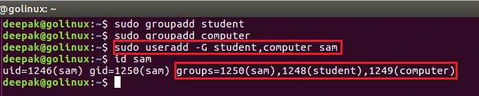 useradd command to create a new user with secondary groups