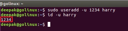 useradd command to add user with specific user id