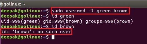 usermod command to change the user name