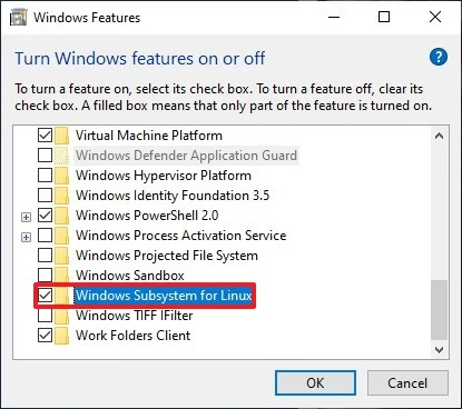 Enable Windows Subsystem for Linux Feature